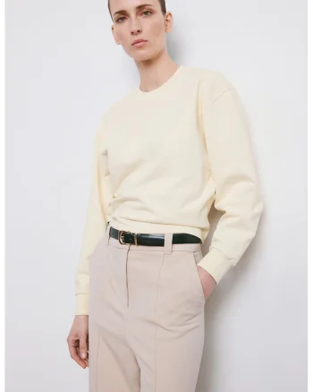 Bluza de trening din bumbac cu decolteu la baza gatului, Crem