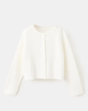Cardigan din amestec de bumbac, Alb