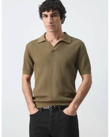 Tricou polo cu model uni, Kaki