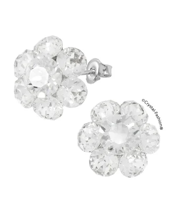 Cercei Argint 925 cu cristale Swarovski® Chaton Flower 1.6cm surub