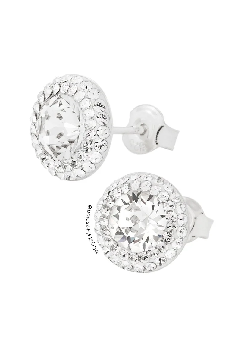 Cercei Argint 925 cu cristale Swarovski® Chaton England Queen GL, 1cm surub