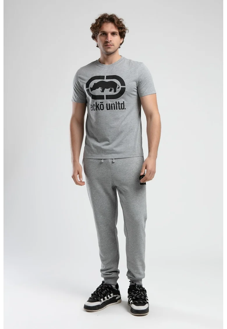 Tricou cu logo si decolteu la baza gatului, MARC, Gri