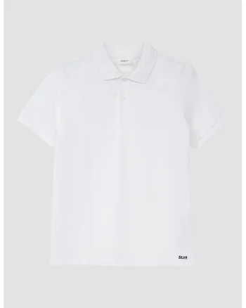 Tricou polo cu model uni, Alb optic