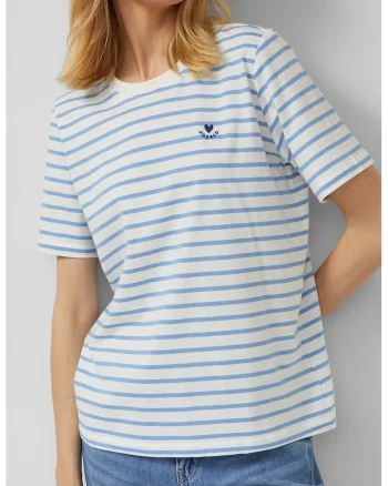Tricou de bumbac in dungi, Albastru pastel