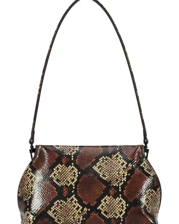 Geanta de piele cu bareta si animal print, Multicolor