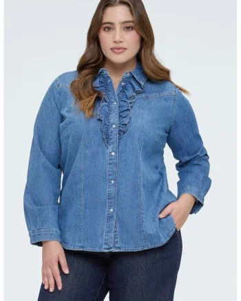 Camasa din denim cu capse, Albastru