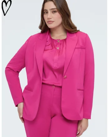 Sacou cu model uni si buzunare cu refilet, Roz