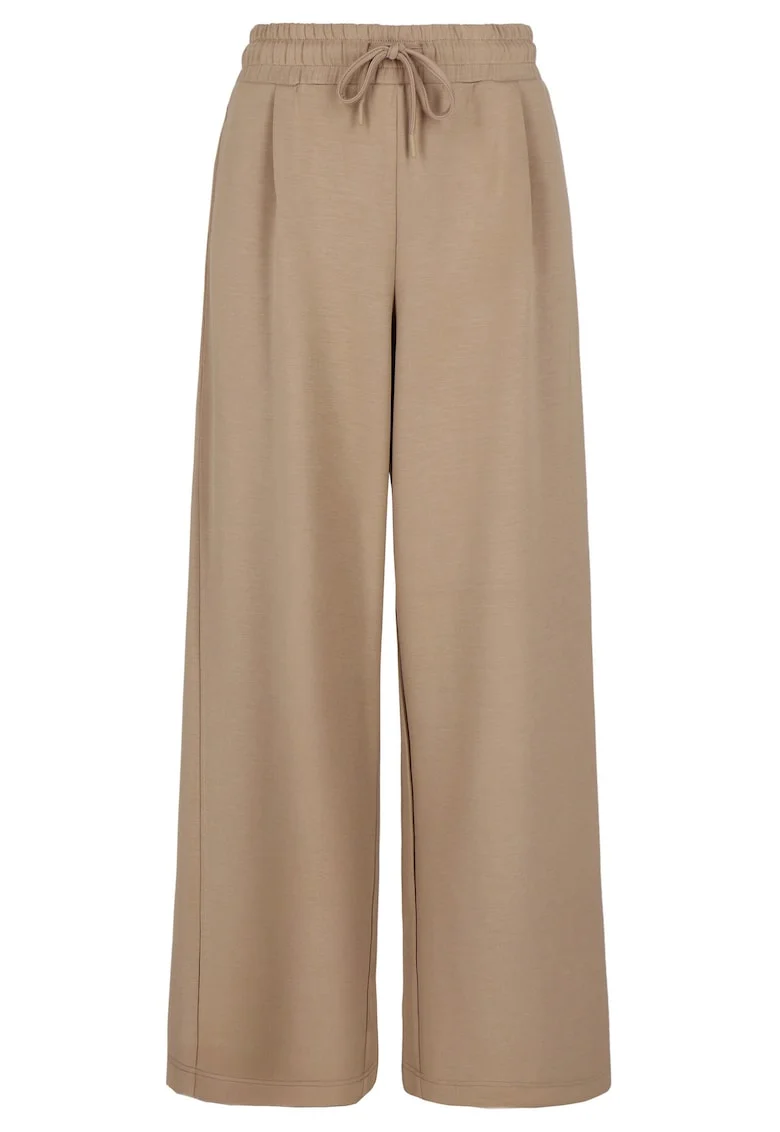 Pantaloni dama de trening cu croiala ampla, talie elastica,  N-Mock, Bej