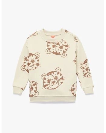 Bluza de trening din amestec de bumbac cu model, Bej/Maro camel