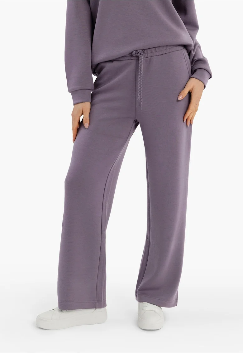 Pantaloni dama de trening, Comfort Fit, material flexibil,  N-Eva, heather, Roz