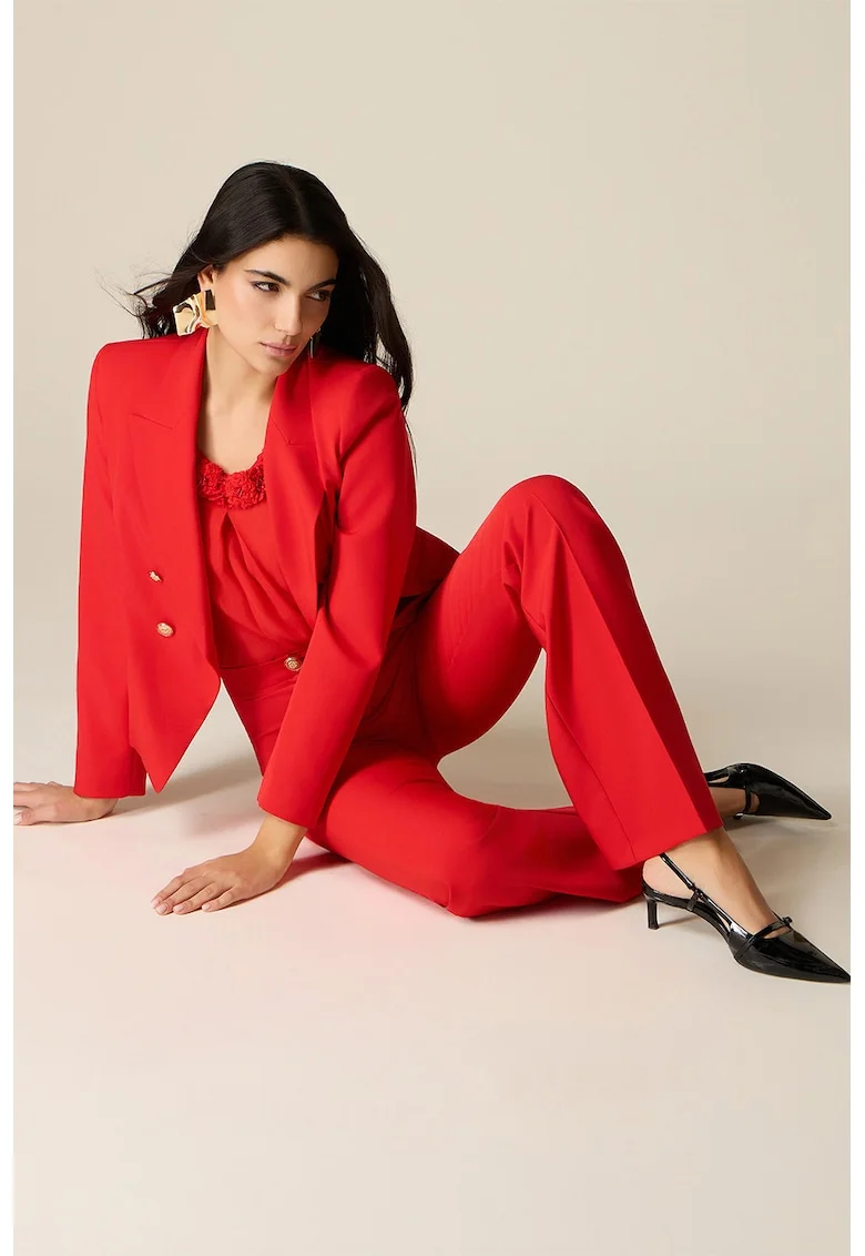 Pantaloni slim-fit cu croiala evazata, Rosu vermillion
