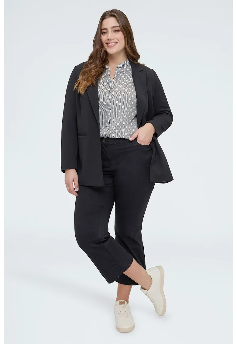 Pantaloni kick-flare cu model cu 5 buzunare, Negru