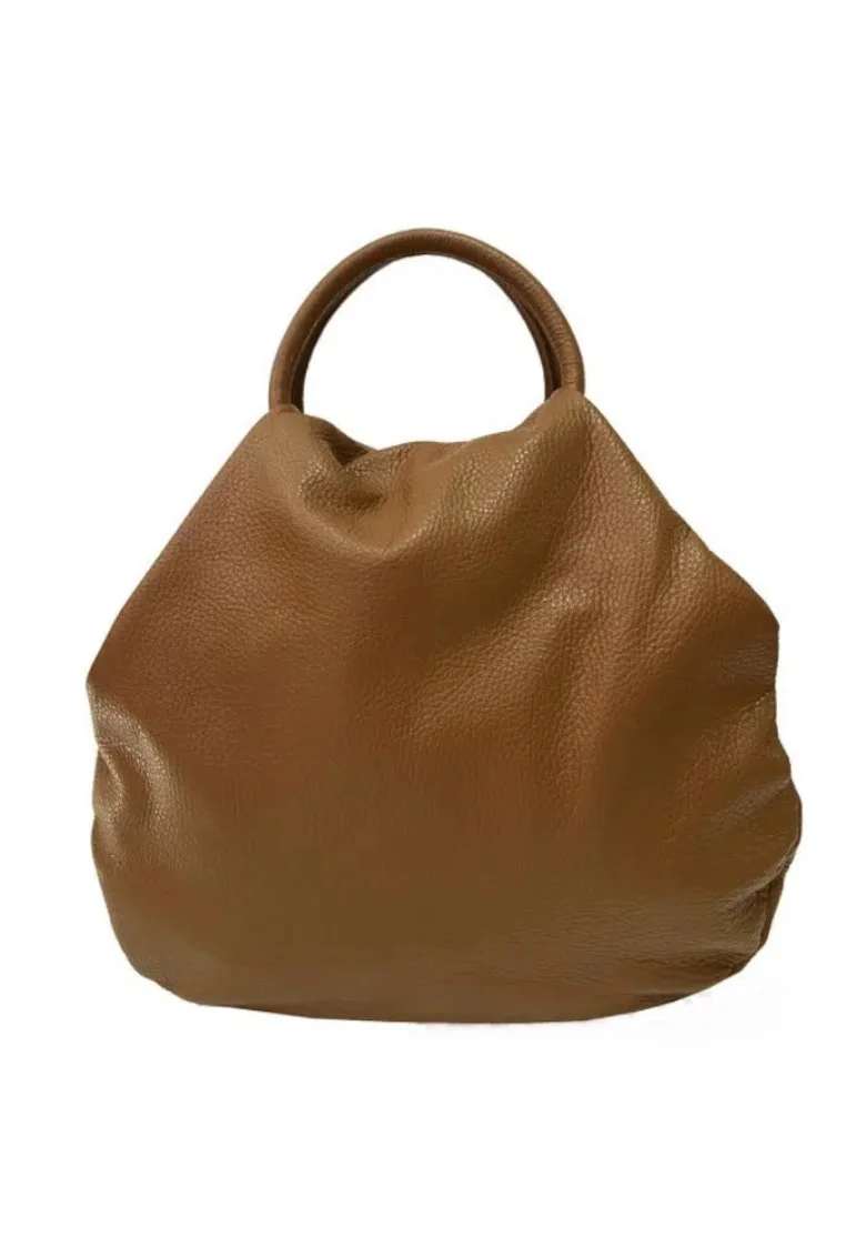 Geanta dama din piele naturala  Freira, Coniac, 33 x 32 x 13 cm