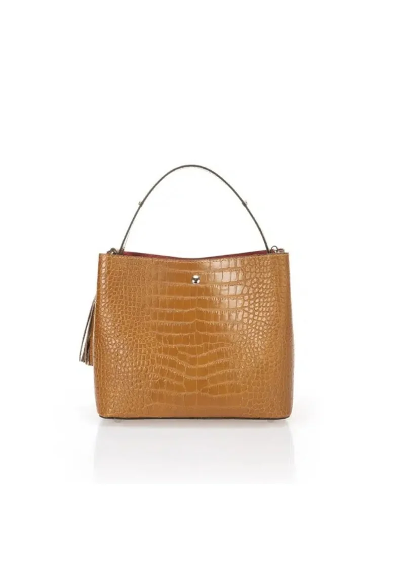 Geanta dama din piele naturala  Jaya, Maro cognac, 25 x 22 x 14 cm