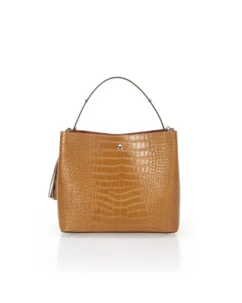 Geanta dama din piele naturala  Jaya, Maro cognac, 25 x 22 x 14 cm