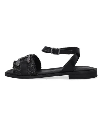 Sandale din piele cu detalii impletite si metalice