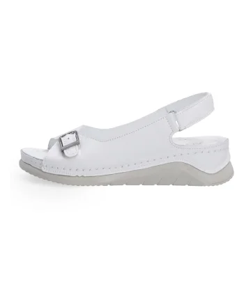 Sandale wedge din piele cu bareta velcro