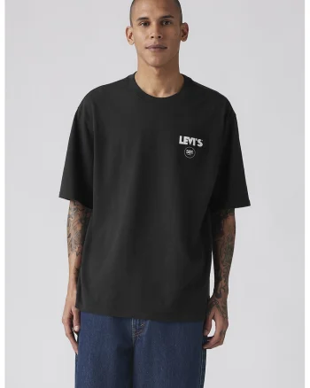 Tricou din bumbac cu imprimeu grafic pe partea din spate, Negru/Alb optic