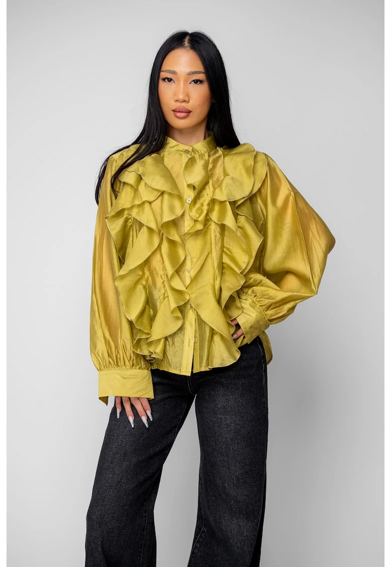 Camasa femei cu volane Mustard Yellow 20043, Galben