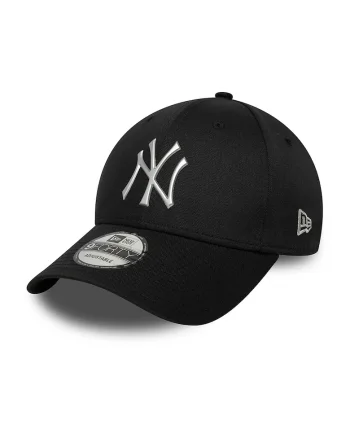 Sapca cu logo metalic 9Forty NY Yankees, Negru/Alb optic