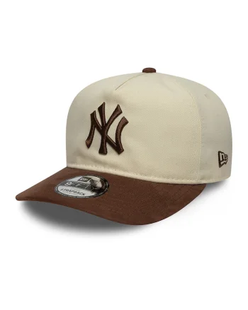 Sapca basebal cu cozoroc din piele intoarsa sintetica 9Fifty NY Yankees, Maro/Bej