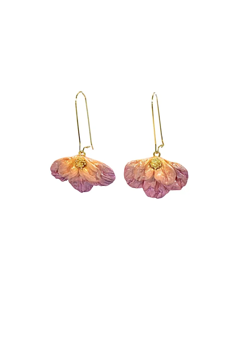Cercei  Milena, lut polimeric si rasina epoxidica, Auriu/Roz