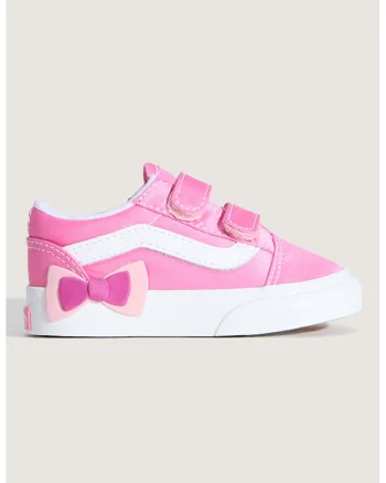 Pantofi sport Old Skool cu banda dubla velcro, Alb/Roz inchis