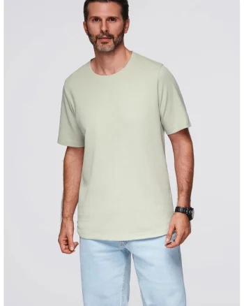 Tricou din bumbac cu decolteu la baza gatului, Verde pal