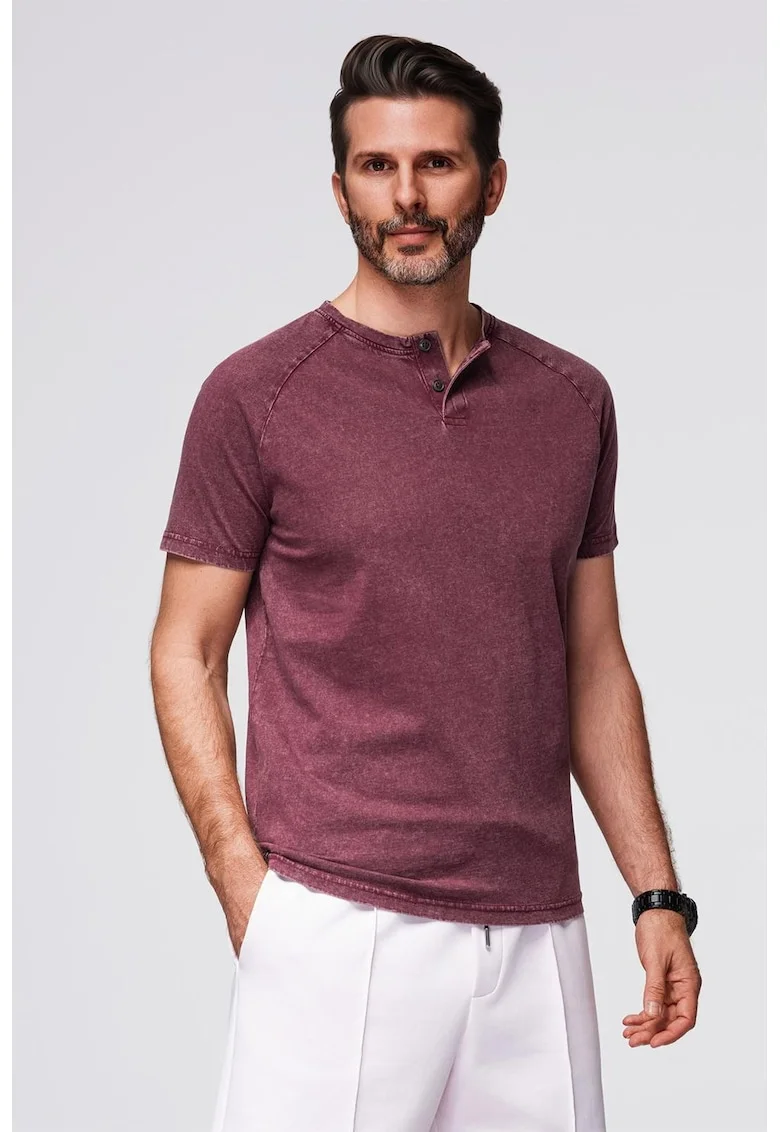 Tricou din bumbac cu maneci raglan, Rosu capsuna