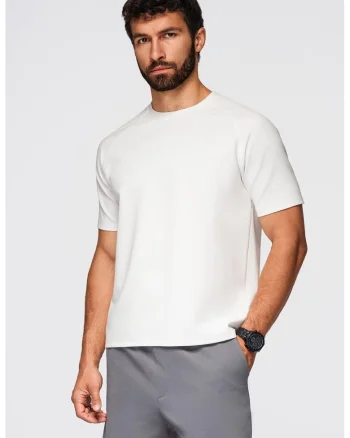 Tricou din amestec de bumbac cu maneci raglan, Alb
