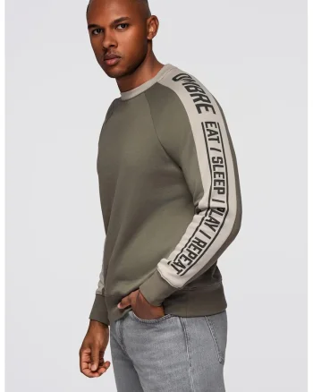 Bluza de trening regular fit cu decolteu la baza gatului, Verde sparanghel