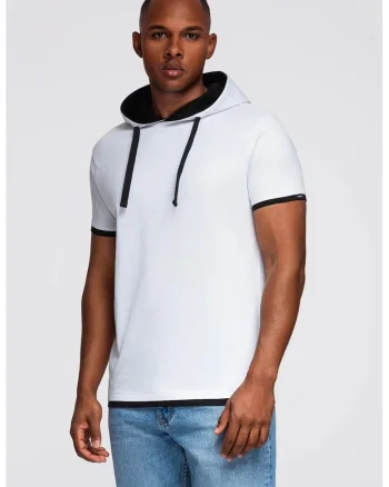 Tricou din bumbac cu gluga, Alb