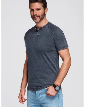 Tricou din bumbac cu maneci raglan, Albastru prafuit