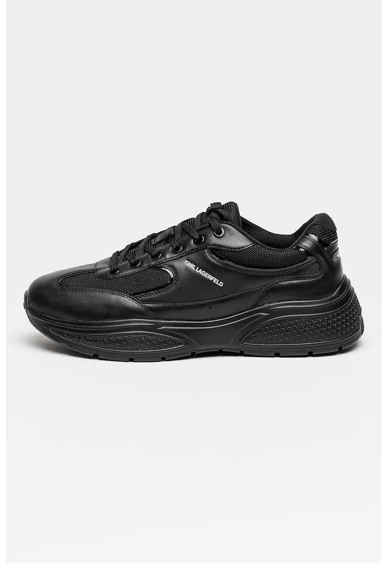 Pantofi sport din piele cu aspect masiv, Negru