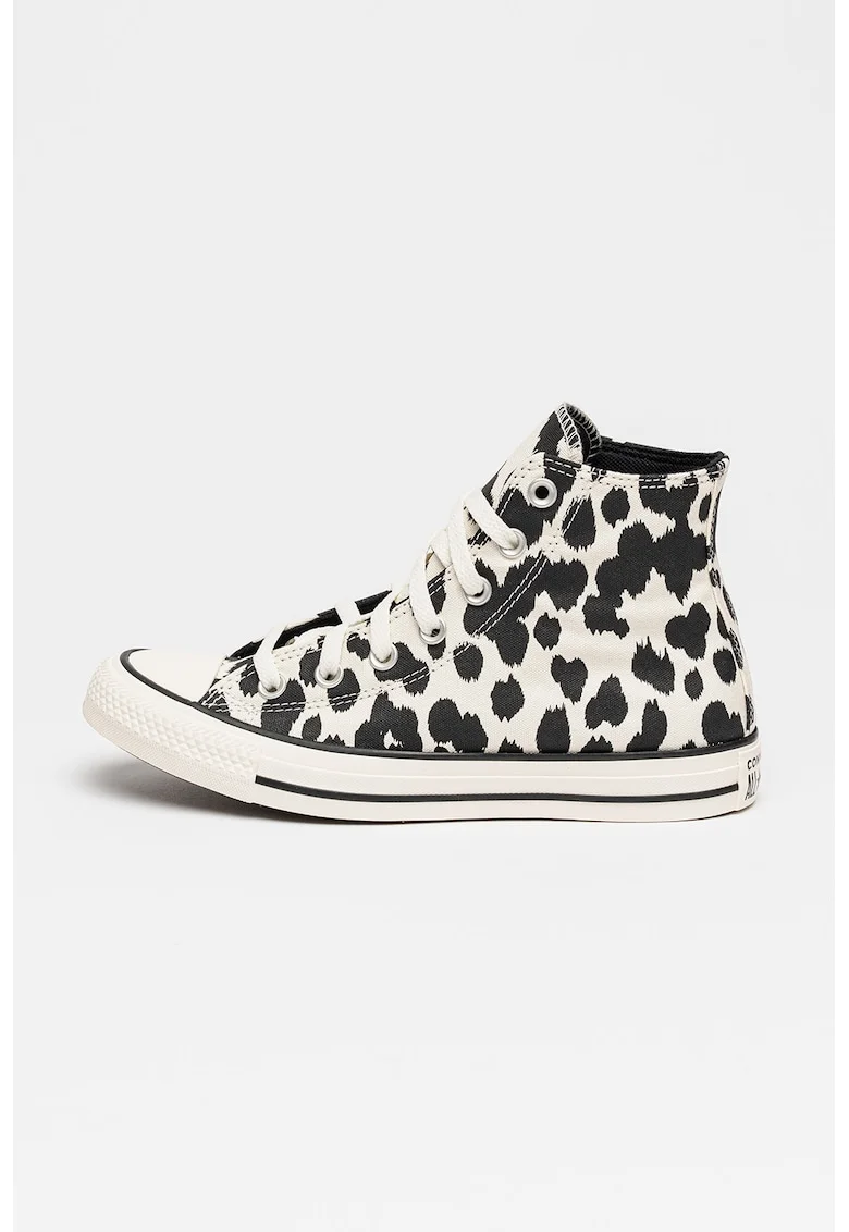 Tenisi mid-cut cu model animal print Chuck Taylor All Star, Alb/Negru