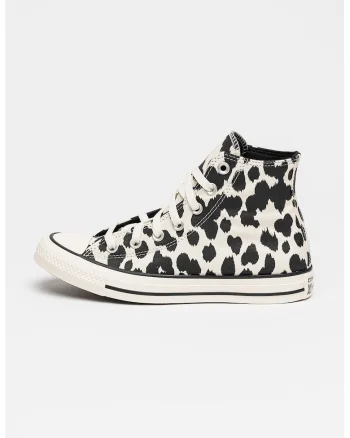 Tenisi mid-cut cu model animal print Chuck Taylor All Star, Alb/Negru