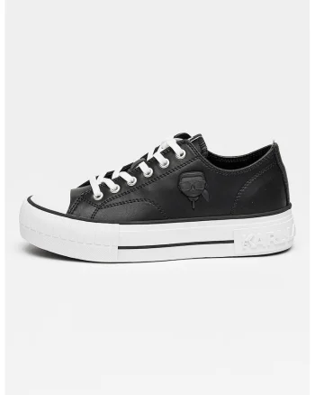 Tenisi low-cut din piele Kampus, Negru/Alb optic