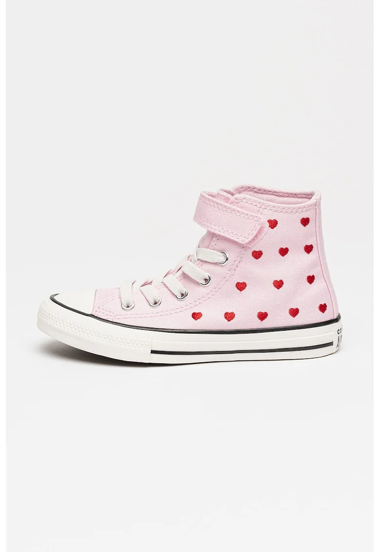 Tenisi mid-cut cu model cu broderie Chuck Taylor All Star, Roz deschis