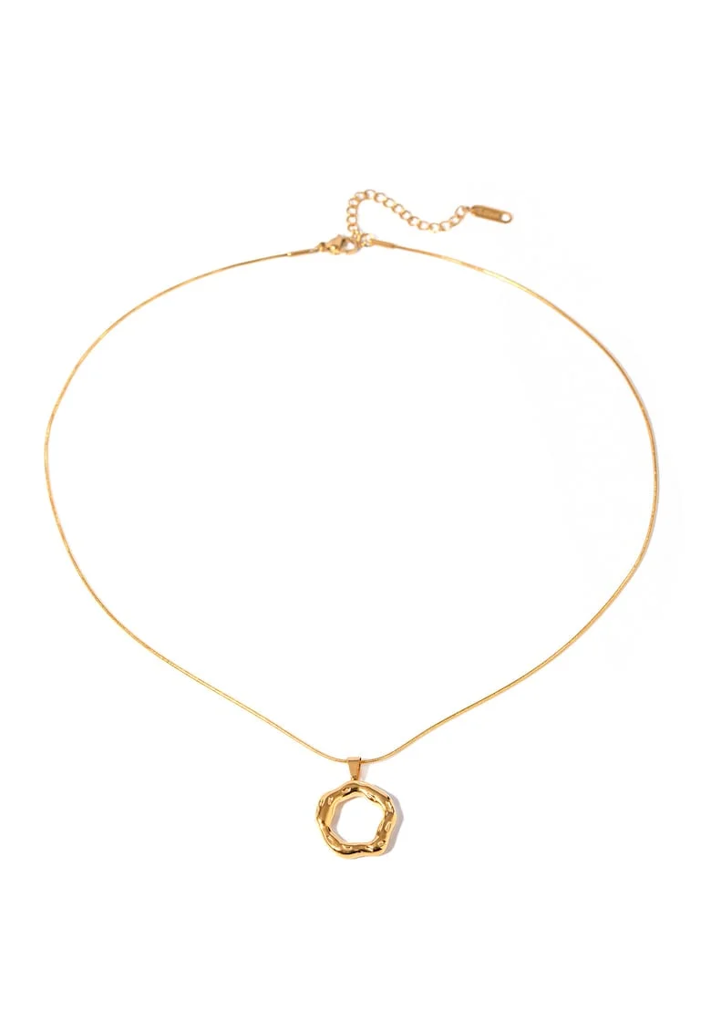 Colier dama din otel inoxidabil, placat PVD cu aur 18K, cu pandantiv, design minimalist, lungime 45 + 6 cm