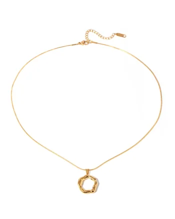 Colier dama din otel inoxidabil, placat PVD cu aur 18K, cu pandantiv, design minimalist, lungime 45 + 6 cm