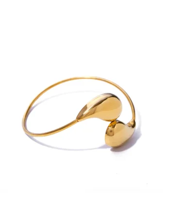 Bratara reglabila din otel inoxidabil placata cu aur galben 18K, design minimalist, diametru 6.23 cm