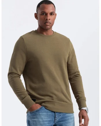 Bluza de trening din bumbac cu model uni, Verde masliniu