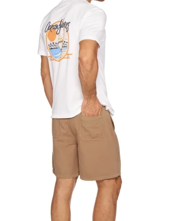 Tricou cu imprimeu grafic pe partea din spate, Alb/Portocaliu