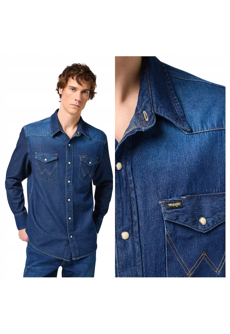 Camasa Barbati,  Regular Fit, Maneci Lungi, Cu Nasturi, Design Clasic, Bumbac, Albastru