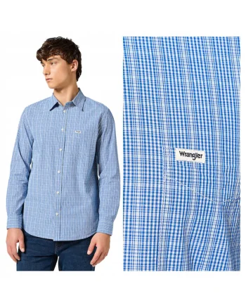 Camasa Barbati,  1 PKT Shirt, Regular Fit, Maneci Lungi, Cu Nasturi, Design Clasic, Bumbac, Albastru, Albastru