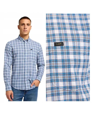Camasa Barbati,  Button Down, Regular Fit, Maneci Lungi, Cu Nasturi, Design Clasic, Bumbac, Marime M, Albastru