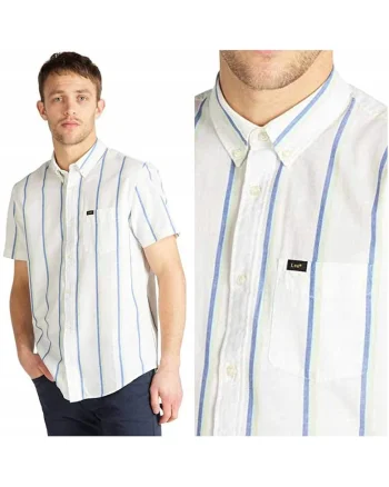 Camasa Barbati,  Button Down SS, Regular Fit, Maneci Scurti, Design Clasic, Cu Nasturi, Bumbac, Marime M, Multicolor