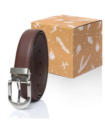 Cureaua Barbati,  Vanzetti Belt, Regular Fit, Cu Catarama Metalica, Design Clasic, Pentru Pantaloni, Blugi, Pantaloni Scurti, 100% Piele Naturala, 110 cm, Maro