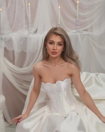 Corset cupe forma de inima, ivoire, Pure Heart, Alb fildes