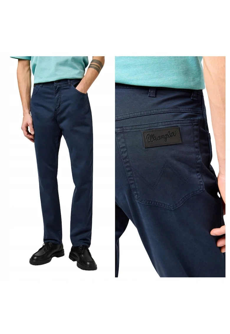 Pantaloni Barbati,  Texas Slim, Slim Fit, Cu Fermoar, 5 Buzunare, Lungi, Bumbac, Albastru, Albastru